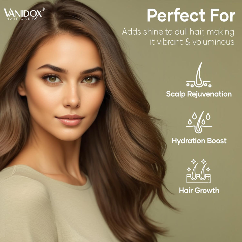 VANIDOX carbonic acid shampoo nourishes scalp for healthier-looking shine.