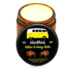 Vanman’s Tallow and Honey Balm face-application for daily nourishing care.