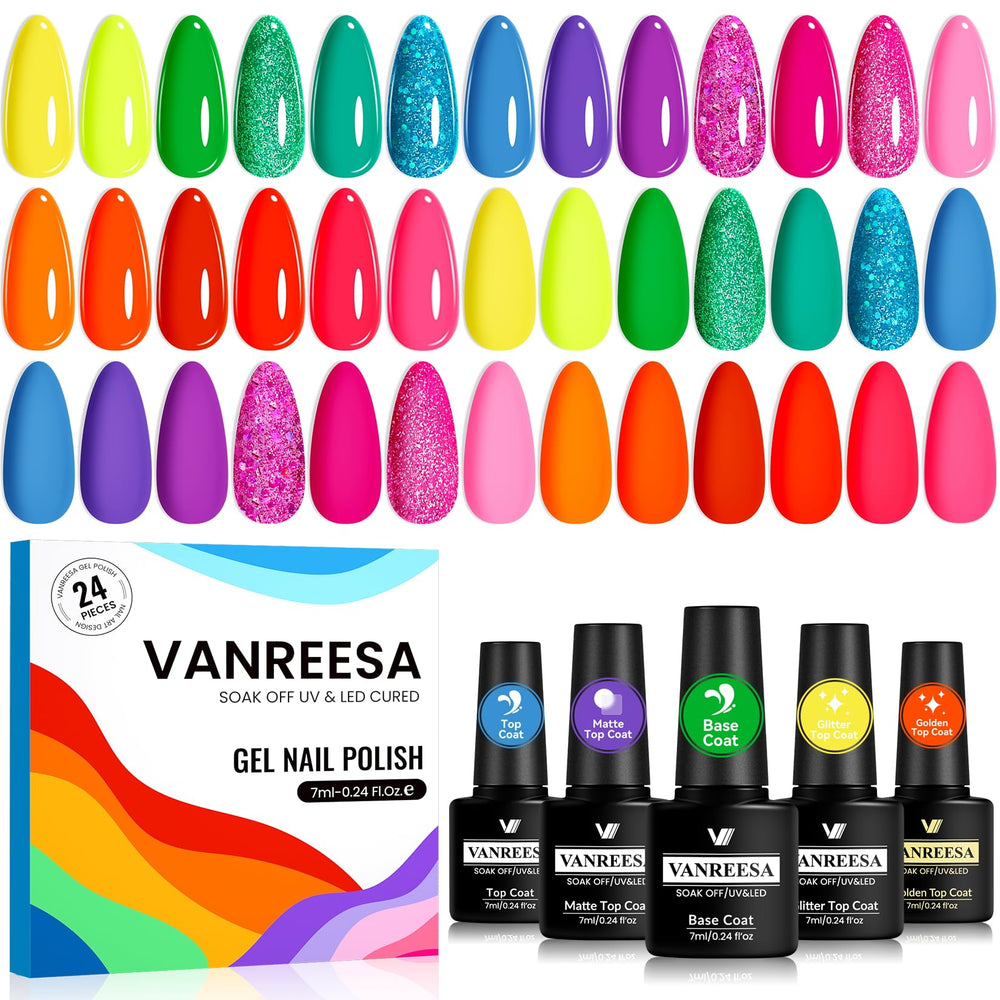 VANREESA 24 Pcs Gel Nail Polish Set – front view, ideal for at-home manicures.