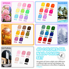 VANREESA 40-color gel nail polish swatches showing seasonal shades