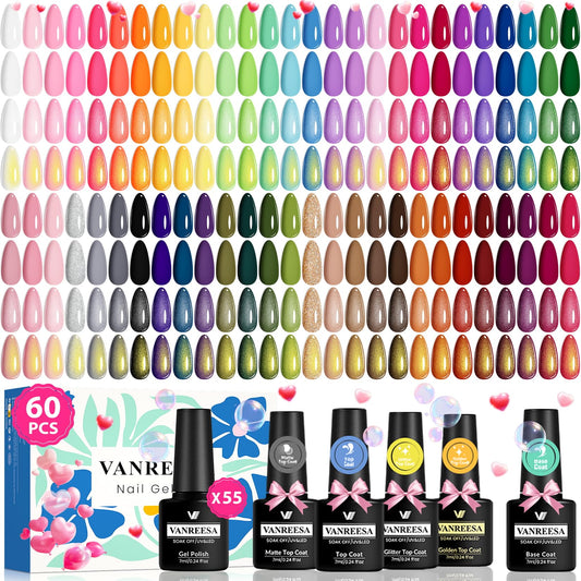 Vanreesa gel nail polish set with 55 colors for versatile at-home manicures.