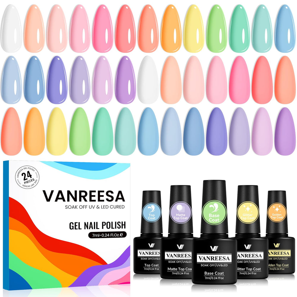 Vanreesa spring garden collection swatches show vibrant gel nail color options.
