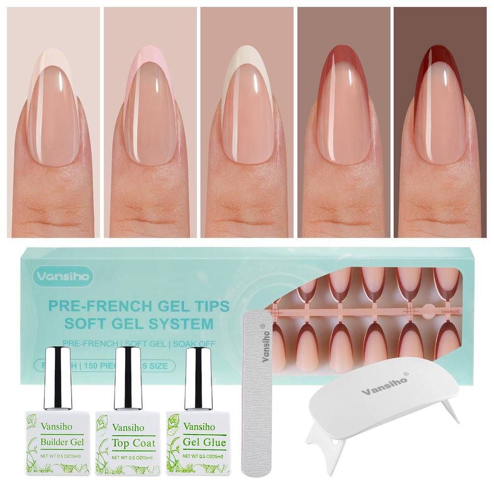 Vansiho 3-in-1 French gel tips for quick, durable nails at home.