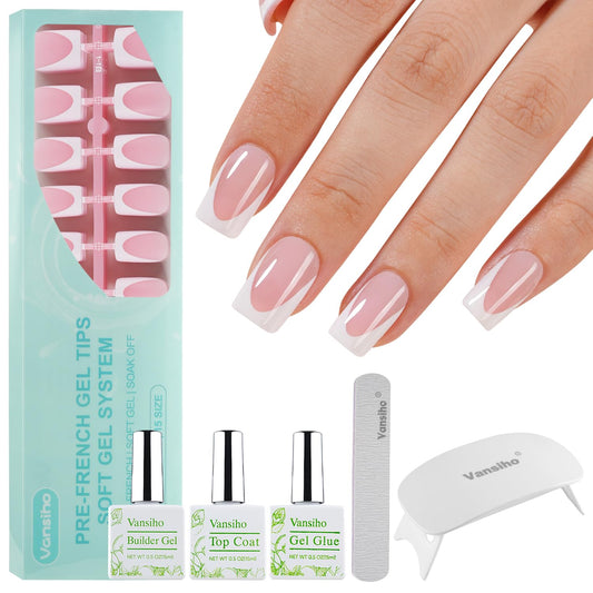 Vansiho pink deep French gel tips closeup for durable at-home manicure