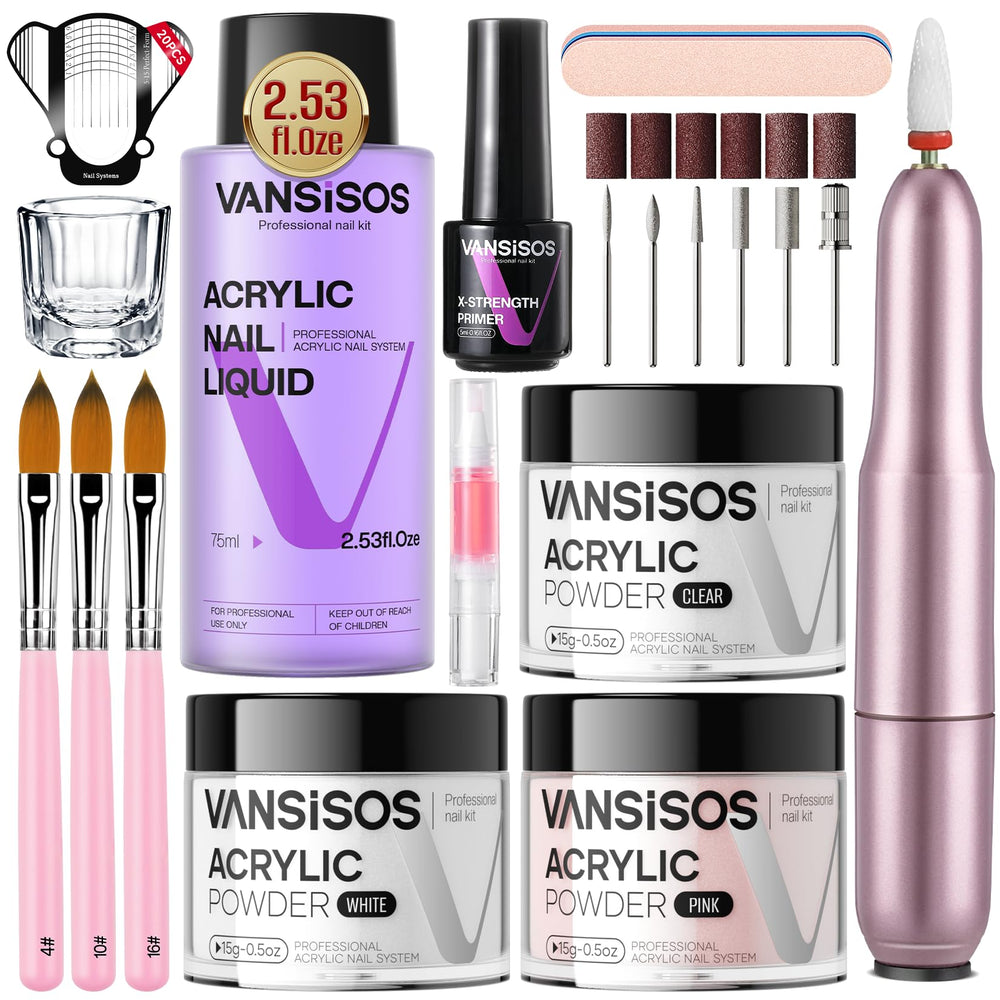 VANSISOS acrylic nail kit with drill shown for at-home professional results