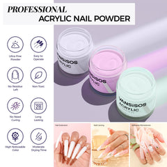 VANSISOS acrylic powder 24 colors for at-home nail art possibilities.
