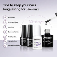 Finished nails with glitter art using VANSISOS kit for party-ready looks