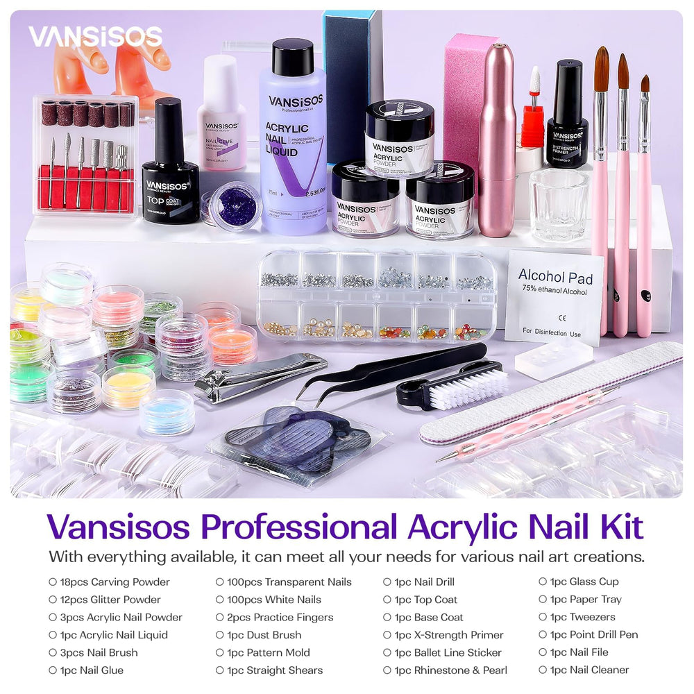 VANSISOS electric nail drill with bits enables precise shaping and smoothing.