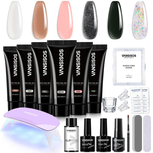 VANSISOS Poly Gel Kit with six colors for easy at-home extensions