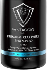 Vantaggio and Co Hair Loss Shampoo bottle front view highlighting ProCapil premium formula for trust