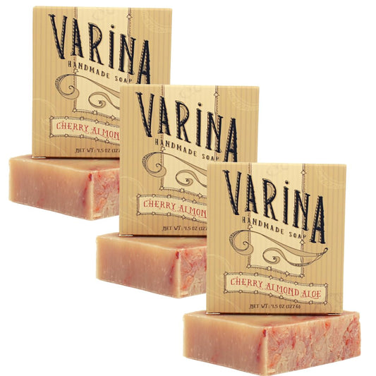 Varina Cherry Almond Aloe Bar Soap Pack: inviting scent for daily cleansing.