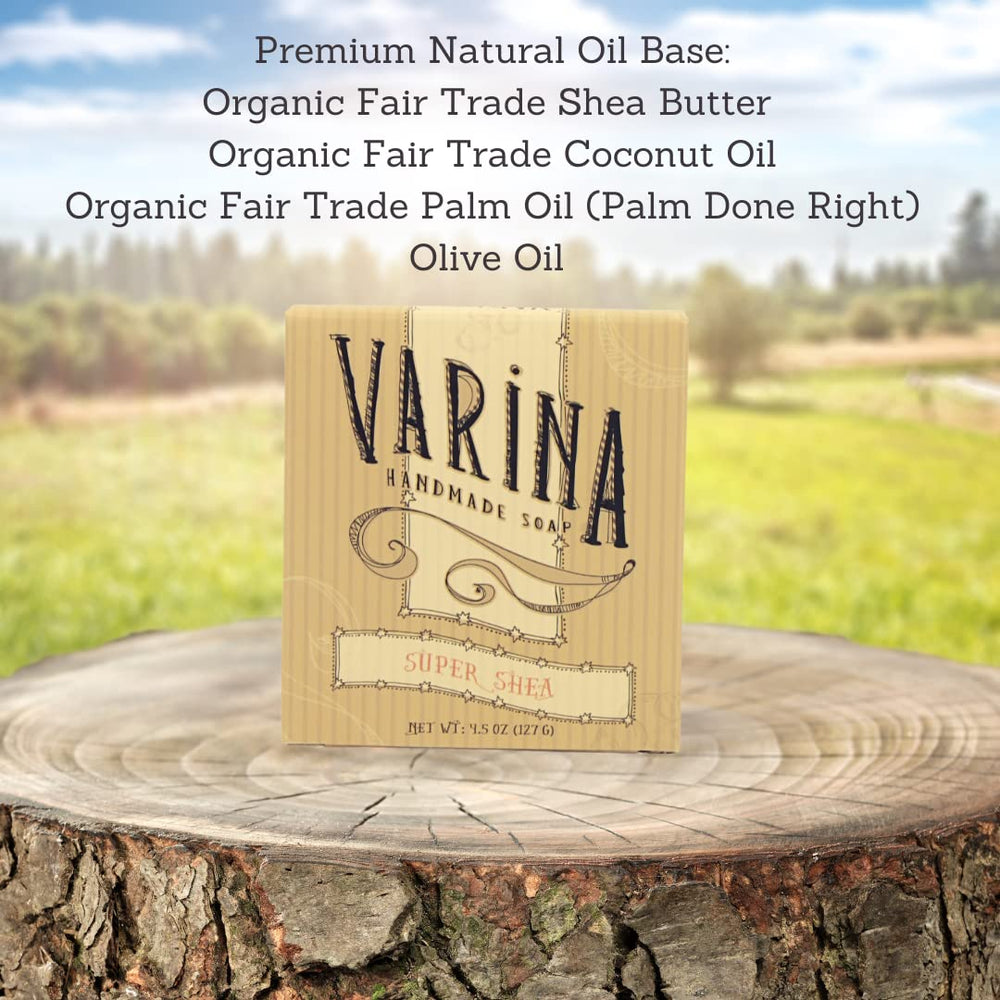 Varina Super Shea Bar Soap lather close-up with creamy texture.