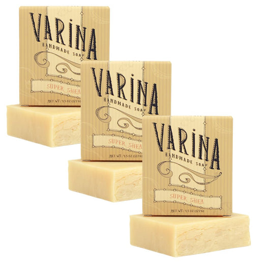 Varina Organic Super Shea Bar Soap full bar shows gentle cleansing.