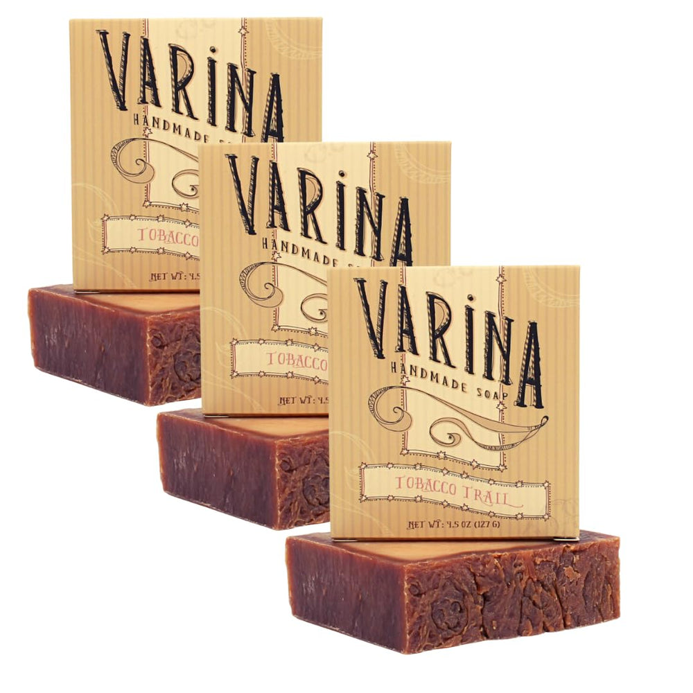 Varina Tobacco Trail Bar Soap woodsy scent for gentle cleansing.