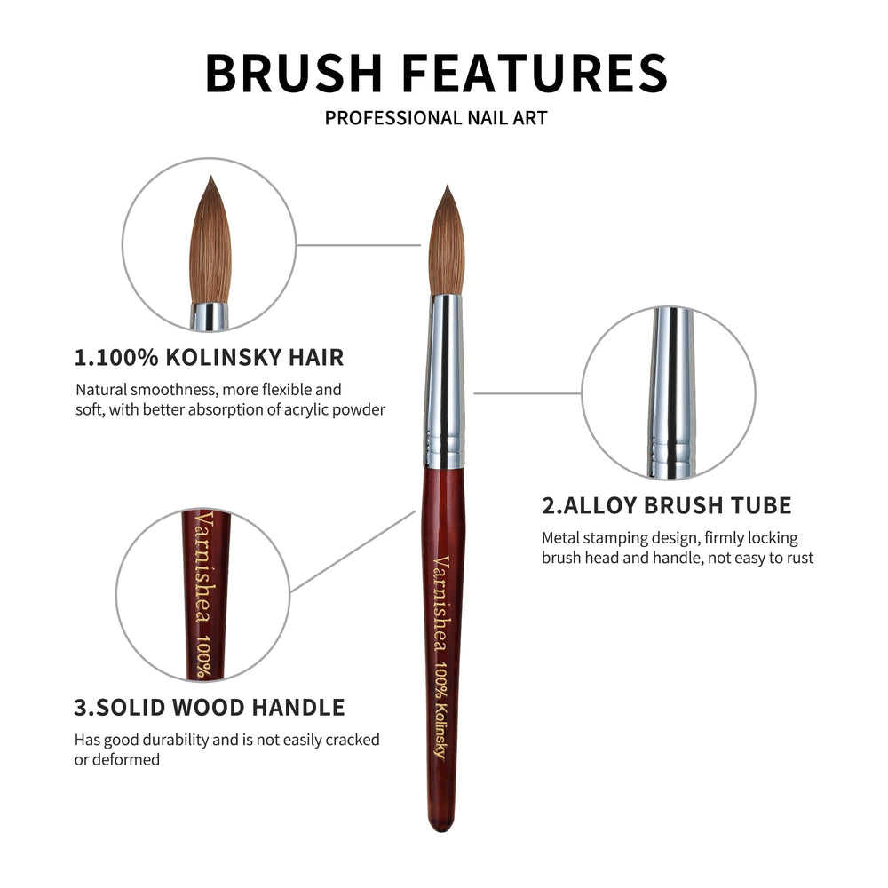 varnishea nail brush with metal stamping design locks head and enhances durability