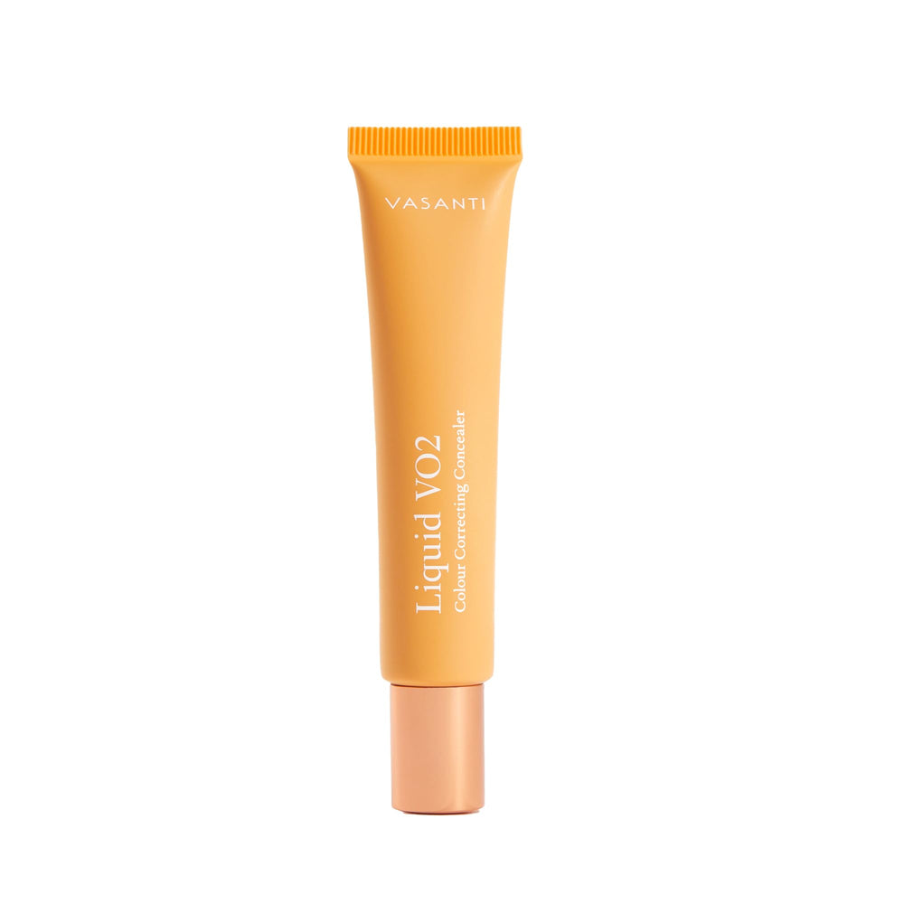 VASANTI Liquid VO2 under-eye bottle highlighting color correction for dark circles with buildable coverage