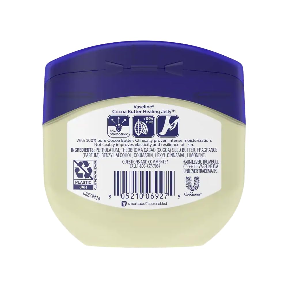 Vaseline Cocoa Butter Petroleum Jelly application, shows easy daily use for rough areas.