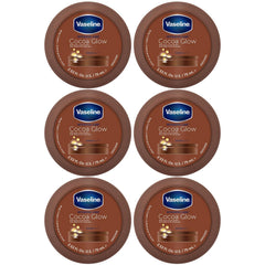 Vaseline Cocoa Glow six-pack packaging for daily moisture on dry skin