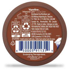 Vaseline Cocoa Glow texture close-up showing creamy, fast-absorb formula