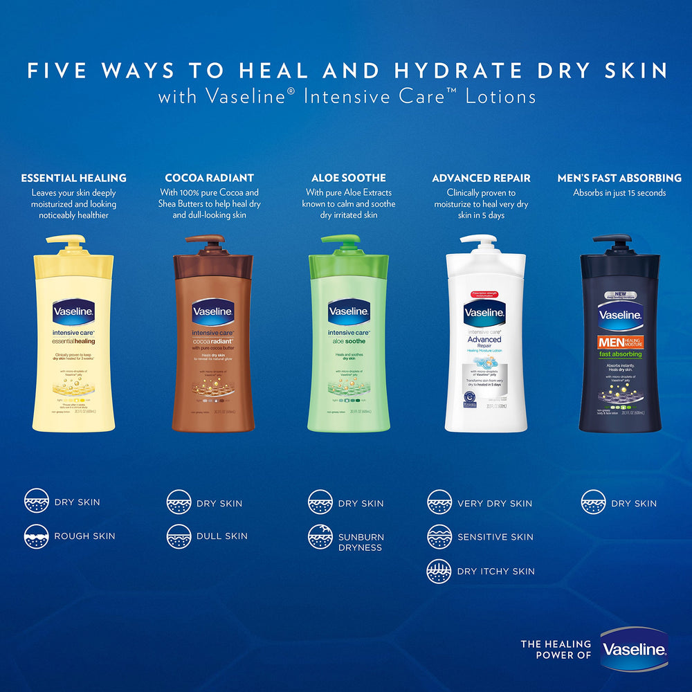 Vaseline Cocoa Radiant lotion texture close-up on skin.