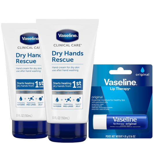 Vaseline Dry Hands Rescue bottle delivering quick hydration for very dry skin.