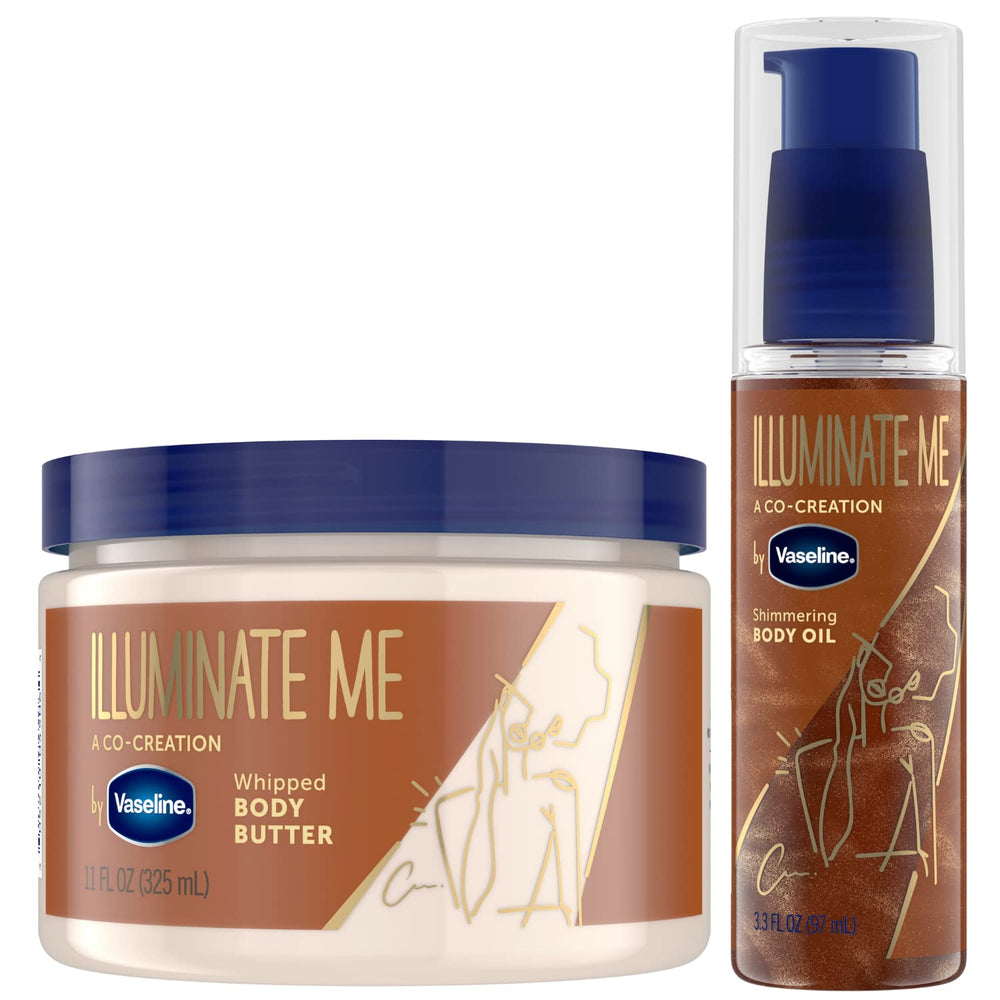 Vaseline Illuminate Me body butter jar close-up showing creamy hydration.
