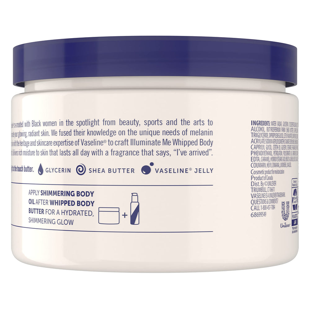 Vaseline Illuminate Me texture closeup reveals creamy, airy consistency that melts into skin