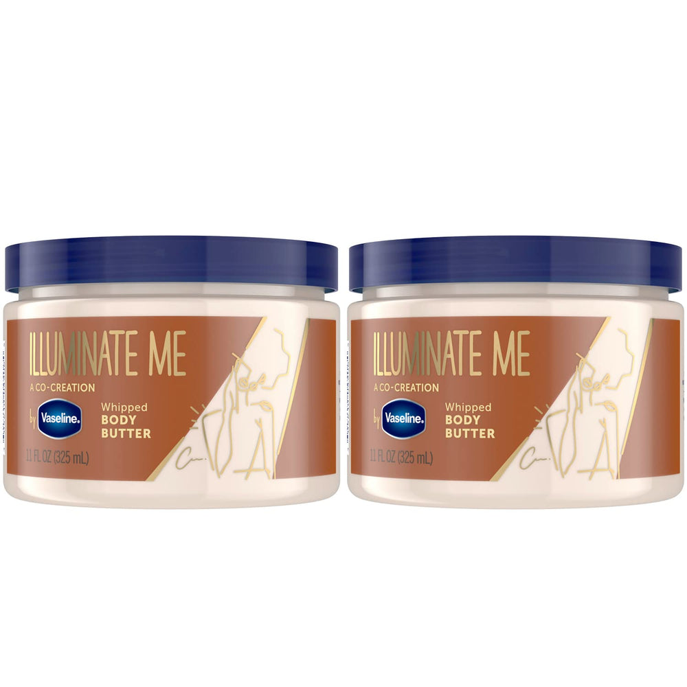 Vaseline Illuminate Me whipped butter pack overview shows a lightweight moisturizer for luminous skin