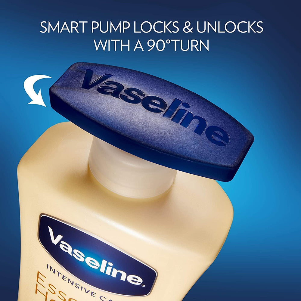 Closeup of Vaseline bottle cap and pump design