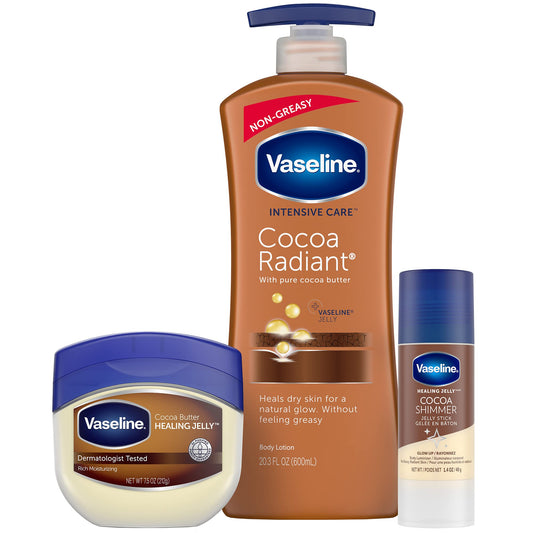 Vaseline Intensive Care Cocoa Radiant Lotion bottle delivering long-lasting moisture