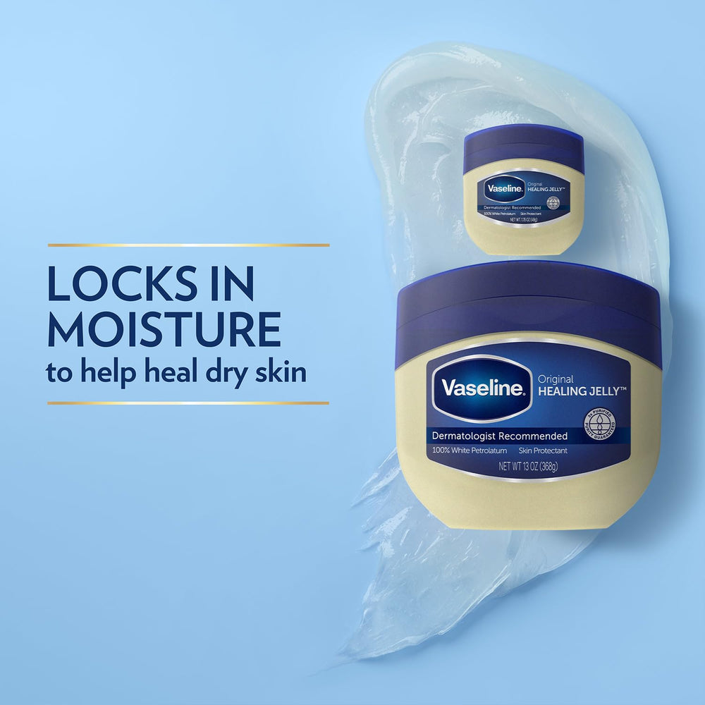 Lips moisturized by Vaseline Original Healing Jelly.