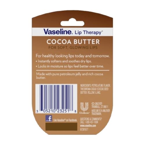 Vaseline Lip Therapy Cocoa Butter balm on lips showing hydration