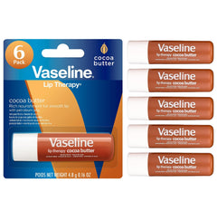 Vaseline Lip Therapy Cocoa Butter stick moisturizes dry lips with a creamy feel.