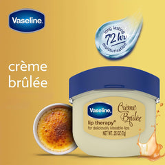 Vaseline Lip Therapy Creme Brulee Mini Application: smooth glide for quick hydration.