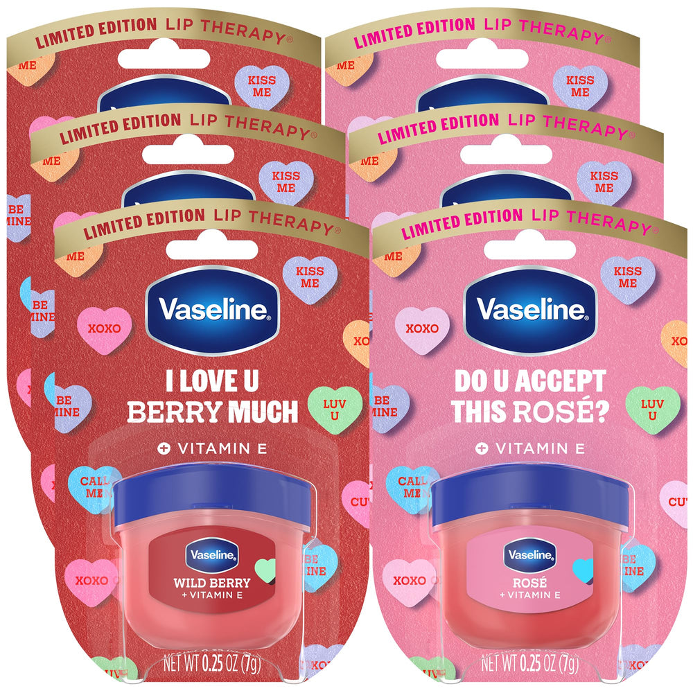 Vaseline Lip Therapy Rose Tint mini pack shows light tint for kissable lips and lasting moisture.