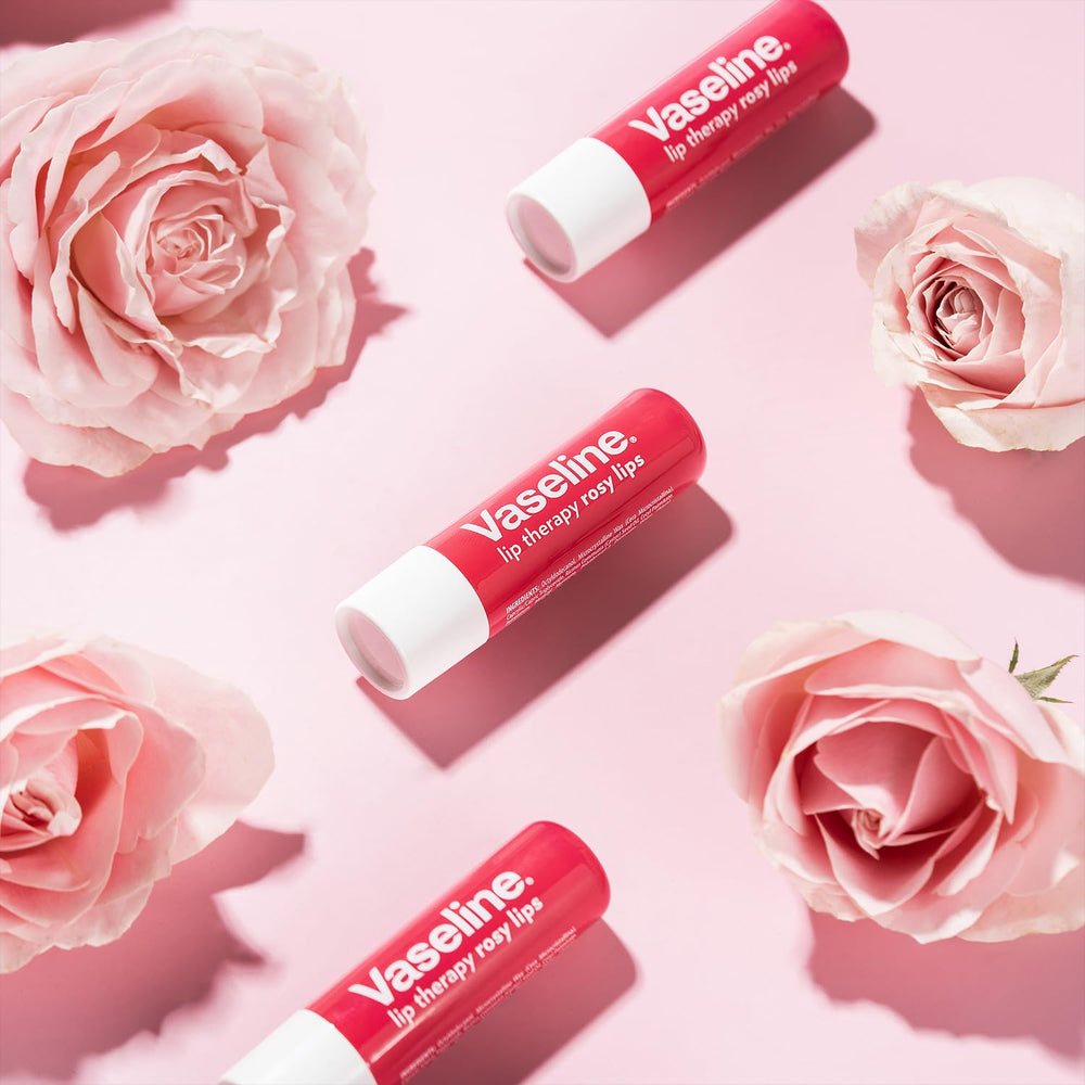 Vaseline Rosy Lips ingredients close-up highlighting nourishing formula