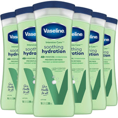 Vaseline Soothing Hydration box set displays six bottles for home use