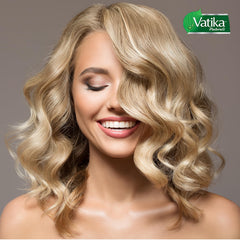 Vatika Naturals bottle highlighting sulfate-free formula on packaging.