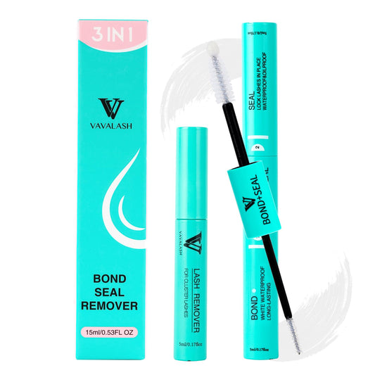 VAVALASH 3-in-1 clear lash bond and seal glue bottle for easy DIY extensions.