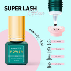 VAVALASH Power adhesive delivers 0.3-second dry time for fast lash sessions.