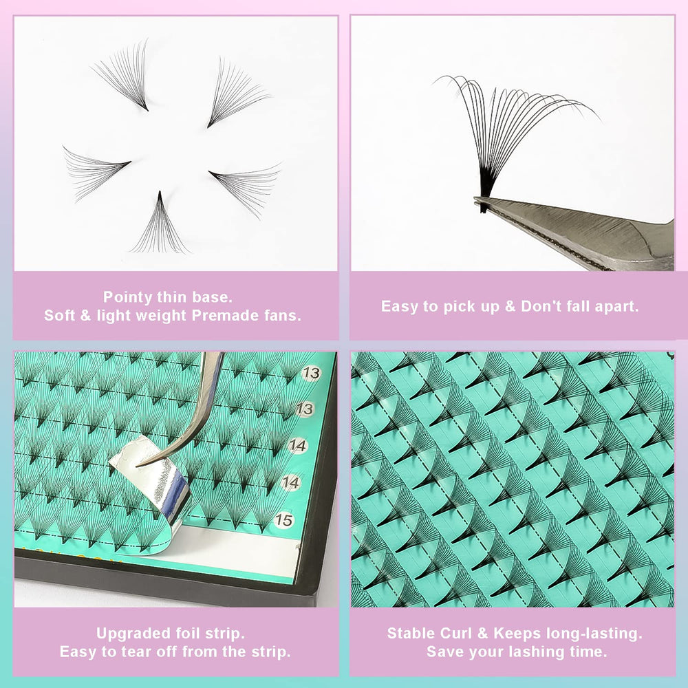 VAVALASH handmade volume fans on tray for quick, consistent sets.