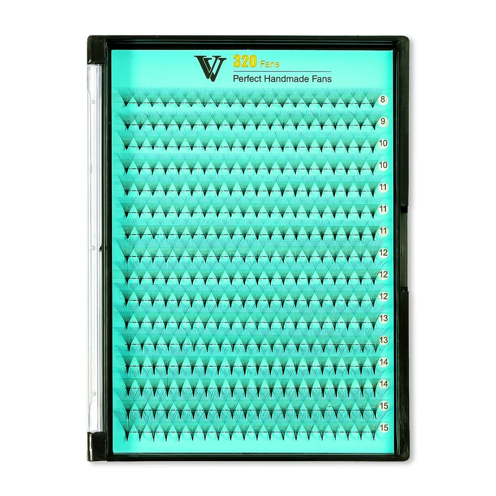 VAVALASH premade fans 16D 0.03-C with middle stem for smooth natural blend.