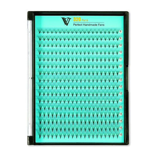 VAVALASH premade fans 16D 0.03-C with middle stem for smooth natural blend.
