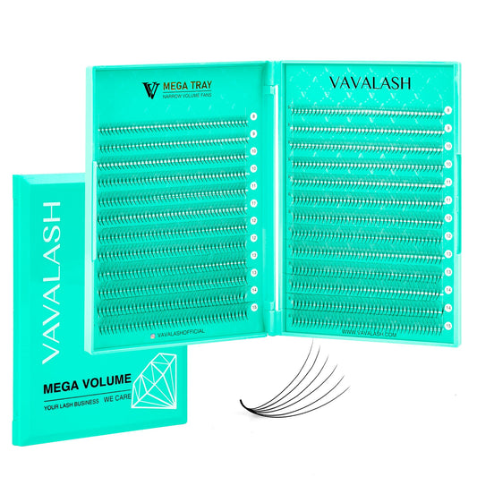 VAVALASH premade fans close-up showing fluffy tips for a natural voluminous look