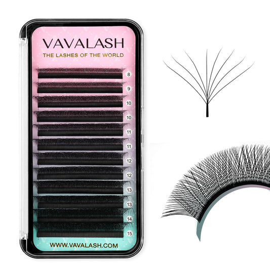 VAVALASH W-shape 8D premade fans collection for quick full-coverage lash looks.