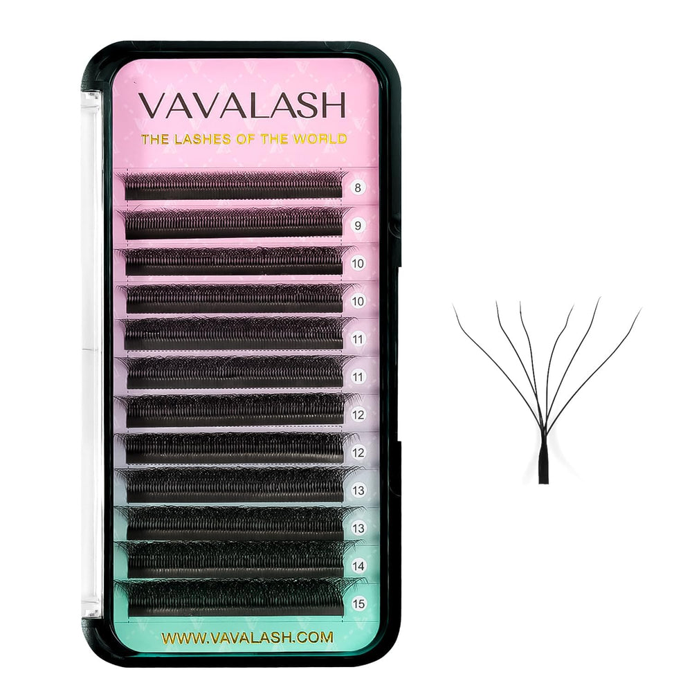 VAVALASH W-shaped 6D premade fans close-up for easy fan creation