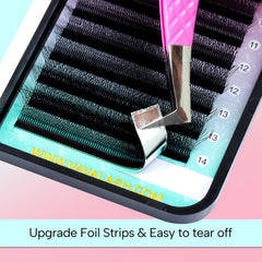 W-shaped fans with longer stems by VAVALASH improve lash contact and retention.