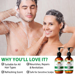 Vawcrn Batana Oil Shampoo and Conditioner duo on bathroom shelf
