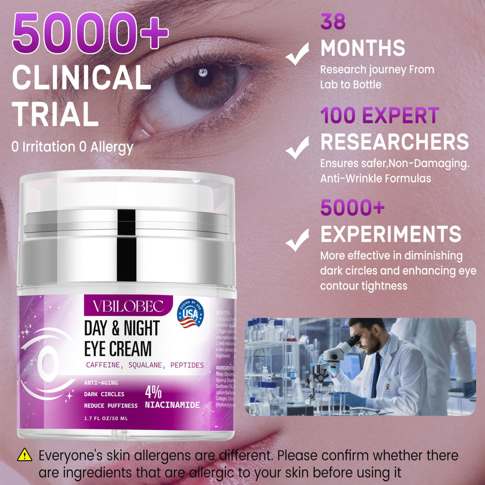Vbilobec eye cream texture close-up highlighting silky, fast-absorbing consistency