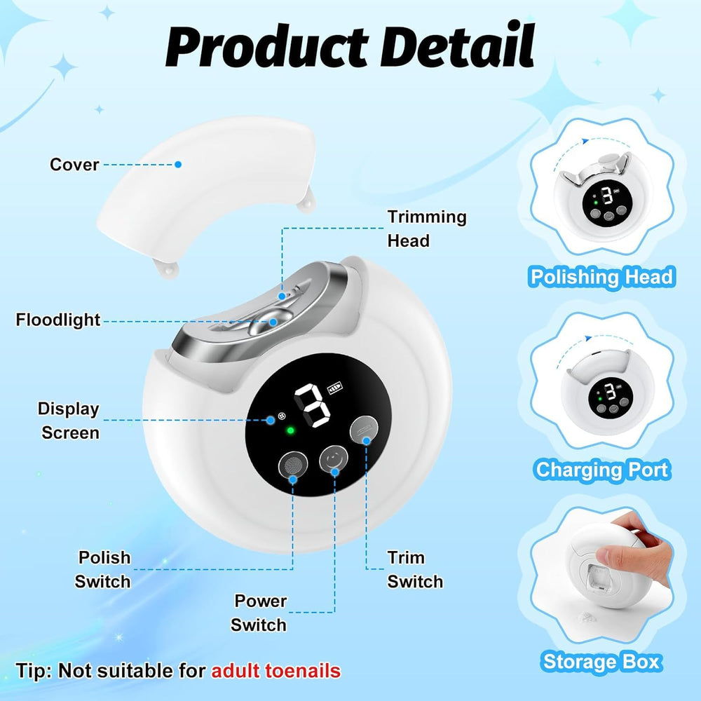 VBXBKC electric nail clipper 3-in-1 function highlights shaping and buffing in one tool